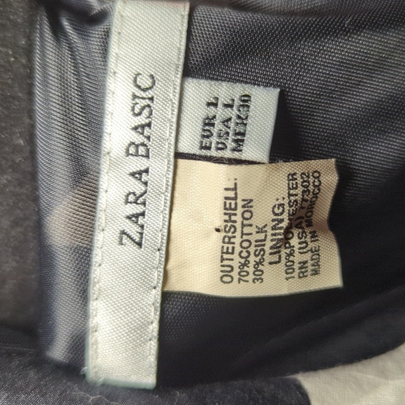 Zara Basic Cotton & Silk Blend Black and White Top Women's Size Large - Picture 3 of 5